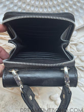 Load image into Gallery viewer, Hand-Tooled Leather Crossbody Wallet with Mandala Design-Apparel &amp; Accessories-Dreamtime Boho -Black-Dreamtime Boho