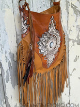 Load image into Gallery viewer, Sahara Hand Tooled Leather Fringe Boho Bag-Boho Fringe Bag-Dreamtime Boho-Brown-Dreamtime Boho