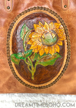 Load image into Gallery viewer, Luxe Handtooled Sunflower Leather Shoulder Tote Bag-Leather Shoulder Bag-Dreamtime Boho-Dreamtime Boho