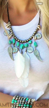 Load image into Gallery viewer, Fly High Turquoise Feather Boho Necklace - Boho Gypsy-NECKLACE-Dreamtime Boho-Dreamtime Boho