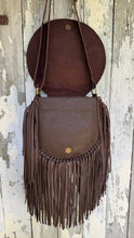 Load image into Gallery viewer, Leather Fringe Boho Bag – Mandala Magic Crossbody