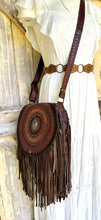 Load image into Gallery viewer, Leather Fringe Boho Bag – Mandala Magic Crossbody