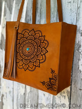 Load image into Gallery viewer, Mandala Leather Tote Shoulder Bag-Leather Shoulder Bag-Dreamtime Boho-Dreamtime Boho