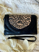 Load image into Gallery viewer, Tooled Leather Boho Wallet Purse Clutch-Leather Wallet-Dreamtime Boho-Black-Dreamtime Boho