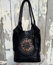 Load image into Gallery viewer, Sunflower Fringe Leather Shoulder Tote Bag