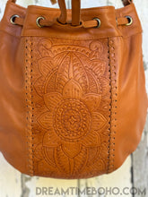 Load image into Gallery viewer, Hand Tooled Leather Crossbody Mandala Floral Handbag-Apparel &amp; Accessories-Dreamtime Boho-Black-Dreamtime Boho