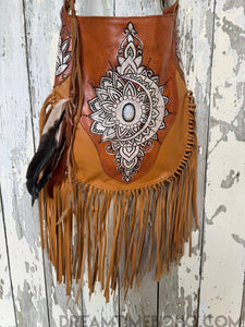 Sahara Hand Tooled Leather Fringe Boho Bag-Boho Fringe Bag-Dreamtime Boho-Brown-Dreamtime Boho