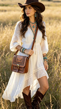 Load image into Gallery viewer, Hand Tooled Leather Crossbody Vintage Style Saddle Bag