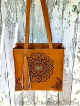 Load image into Gallery viewer, Mandala Leather Tote Shoulder Bag-Leather Shoulder Bag-Dreamtime Boho-Dreamtime Boho