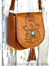 Load image into Gallery viewer, Hamsa Hand Leather Crossbody Boho Handbag-Crossbody Bag-Dreamtime Boho-Dreamtime Boho