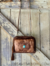 Load image into Gallery viewer, Mandala Crossbody Leather Boho Wallet - Antique Brown-Apparel &amp; Accessories-Dreamtime Boho-Dreamtime Boho