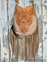 Load image into Gallery viewer, Fringe Crossbody Leather Boho Bag Goddess-Crossbody Bag-Dreamtime Boho-Natural-Dreamtime Boho