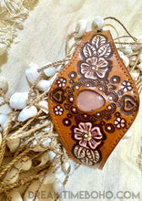 Load image into Gallery viewer, Hand Painted Leather Cuff with Gemstone Centrepiece-Apparel &amp; Accessories-Dreamtime Boho-Pink-Dreamtime Boho