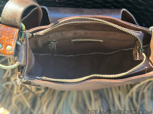 Desert Spirit Turquoise Fringe Crossbody Boho Bag-Handbags, Wallets & Cases-Dreamtime Boho -Dreamtime Boho