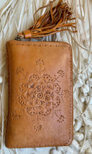 Load image into Gallery viewer, Hand Tooled Leather Wallet with Tassel – Boho Style