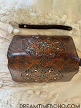 Load image into Gallery viewer, Hand Tooled Leather Mandala Wallet Purse - Antique Brown-Leather Wallet-Dreamtime Boho -Dreamtime Boho