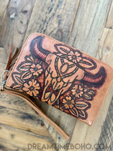 Load image into Gallery viewer, Hand Tooled Buffalo Leather Boho Wallet Bohemian Purse-Leather Wallet-Dreamtime Boho-Brown-Dreamtime Boho