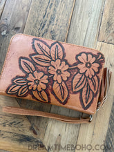 Load image into Gallery viewer, Hand Tooled Buffalo Leather Boho Wallet Bohemian Purse-Leather Wallet-Dreamtime Boho-Distressed Black-Dreamtime Boho