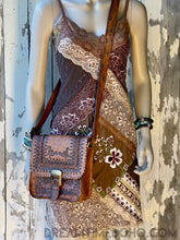 Load image into Gallery viewer, Hand Tooled Vintage Style Crossbody Leather Bag-Crossbody Bag-Dreamtime Boho -Antique Brown-Dreamtime Boho