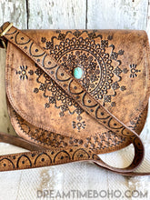 Load image into Gallery viewer, Hand Tooled Mandala Crossbody Leather Bag-Handbags-Dreamtime Boho -Antique Brown-Dreamtime Boho