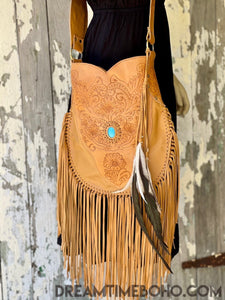 Fringe Crossbody Leather Boho Bag Goddess-Crossbody Bag-Dreamtime Boho-Natural-Dreamtime Boho