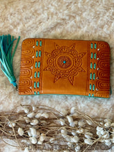 Load image into Gallery viewer, Mandala Leather Boho Wallet Purse Mint Green Large-Apparel &amp; Accessories-Dreamtime Boho-Mint Green-Dreamtime Boho