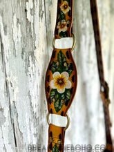 Load image into Gallery viewer, Bee Story Luxe Fringe Leather Crossbody Bag – Hand Painted Floral Bee Boho Bag-Crossbody Bag-Dreamtime Boho -Dreamtime Boho