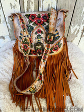 Load image into Gallery viewer, Bee Story Hand-Painted Leather Fringe Boho Crossbody Bag-Apparel &amp; Accessories-Dreamtime Boho -Dreamtime Boho