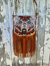 Load image into Gallery viewer, Bee Story Hand-Painted Leather Fringe Boho Crossbody Bag-Apparel &amp; Accessories-Dreamtime Boho -Dreamtime Boho