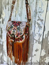 Load image into Gallery viewer, Bee Story Hand-Painted Leather Fringe Boho Crossbody Bag-Apparel &amp; Accessories-Dreamtime Boho -Dreamtime Boho