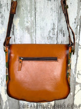 Load image into Gallery viewer, Bee Story Hand-Tooled Leather Crossbody Bag – Hand Painted Floral Bee Design-Handbags, Wallets &amp; Cases-Dreamtime Boho -Dreamtime Boho
