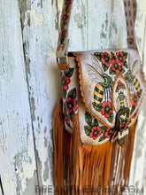Load image into Gallery viewer, Bee Story Hand-Painted Leather Fringe Boho Crossbody Bag-Apparel &amp; Accessories-Dreamtime Boho -Dreamtime Boho