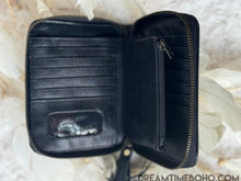 Load image into Gallery viewer, Black Hand Tooled Mandala Leather Boho Purse – Turquoise Stone-Handbags, Wallets &amp; Cases-Dreamtime Boho -Dreamtime Boho