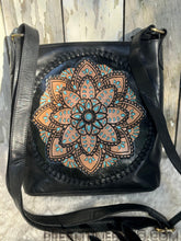 Load image into Gallery viewer, Hand Tooled Mandala Leather Crossbody Boho Bag-Crossbody Bag-Dreamtime Boho -Black-Dreamtime Boho