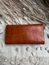Load image into Gallery viewer, Desert Moon genuine leather wallet purse showing natural tan leather rear view