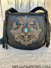 Load image into Gallery viewer, Dreamtime Boho Hand-Tooled Dragonfly Leather Crossbody Bag-Handbags, Wallets &amp; Cases-Dreamtime Boho -Dreamtime Boho