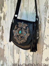 Load image into Gallery viewer, Dreamtime Boho Hand-Tooled Dragonfly Leather Crossbody Bag-Handbags, Wallets &amp; Cases-Dreamtime Boho -Dreamtime Boho