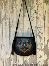 Load image into Gallery viewer, Dreamtime Boho Hand-Tooled Dragonfly Leather Crossbody Bag-Handbags, Wallets &amp; Cases-Dreamtime Boho -Dreamtime Boho