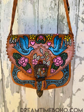 Load image into Gallery viewer, Luxe Love Story Hand Tooled Leather Crossbody Boho Bag - Tan-Handbags, Wallets &amp; Cases-Dreamtime Boho -Dreamtime Boho