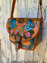 Load image into Gallery viewer, Luxe Love Story Hand Tooled Leather Crossbody Boho Bag - Tan-Handbags, Wallets &amp; Cases-Dreamtime Boho -Dreamtime Boho