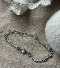 Load image into Gallery viewer, Selene handcrafted 925 sterling silver boho bracelet with braided links and decorative silver beads

