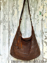 Load image into Gallery viewer, Gypsy Weave Slouch Bag Crossbody Leather Boho Bag-Handbags, Wallets &amp; Cases-Dreamtime Boho -Tan-Dreamtime Boho