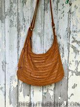 Load image into Gallery viewer, Gypsy Weave Slouch Bag Crossbody Leather Boho Bag-Handbags, Wallets &amp; Cases-Dreamtime Boho -Tan-Dreamtime Boho