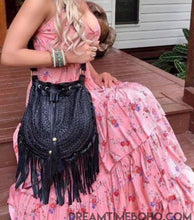 Load image into Gallery viewer, Gypsy Weave Fringe Leather Boho Bag-Handbags, Wallets &amp; Cases-Dreamtime Boho-Black-Dreamtime Boho