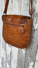 Load image into Gallery viewer, Handcrafted leather shoulder bag showing vintage leather finish, stud detailing and rear pocket