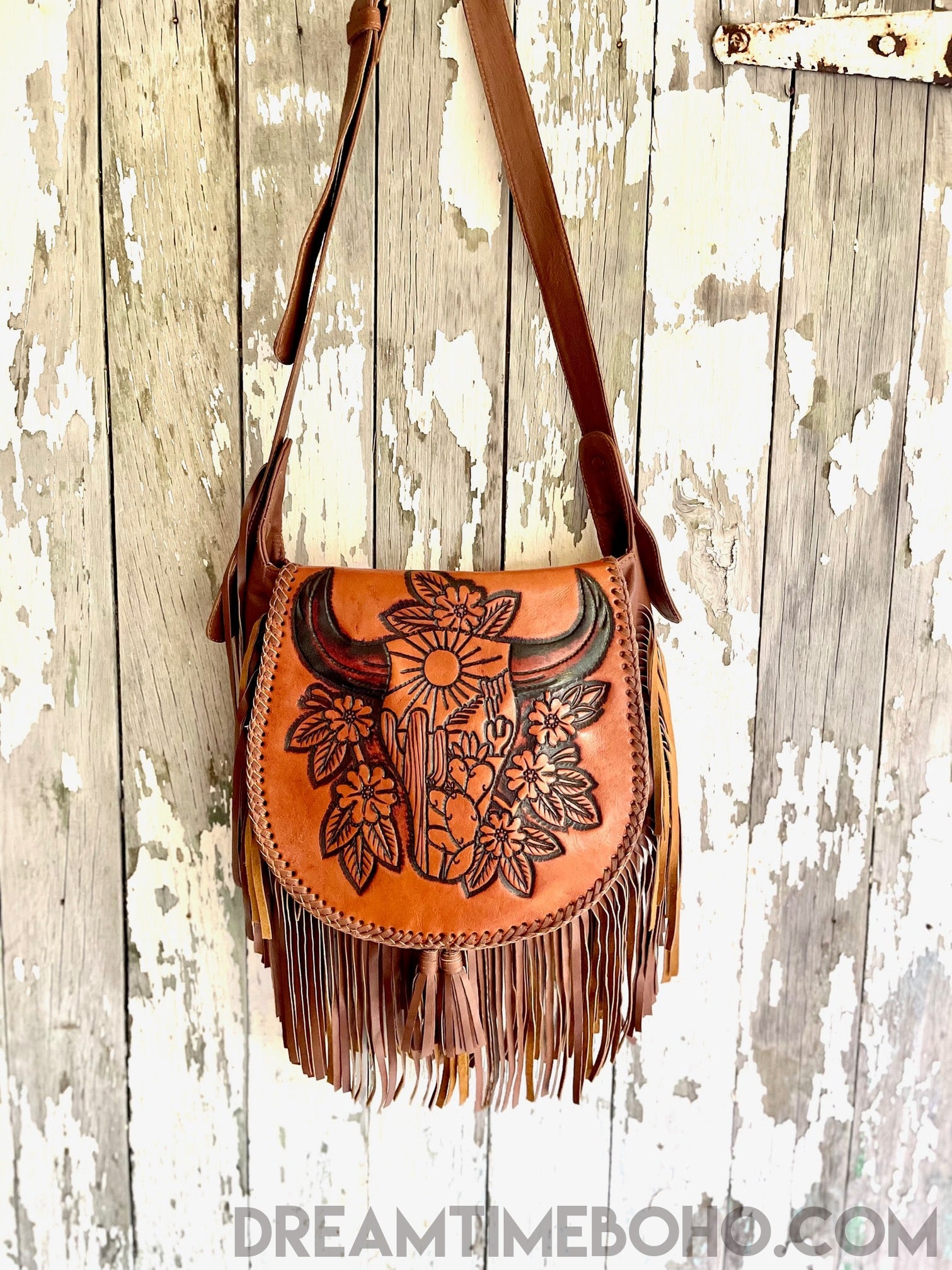 Boho leather crossbody bag Clearance