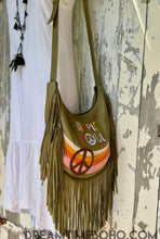 Load image into Gallery viewer, Hippie Soul Leather Fringe Boho Bag -Olive Green-Leather Crossbody Bag-Dreamtime Boho -Dreamtime Boho