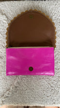 Load image into Gallery viewer, Interior of Hot Pink Love Story genuine leather wallet featuring card slots and storage compartments.