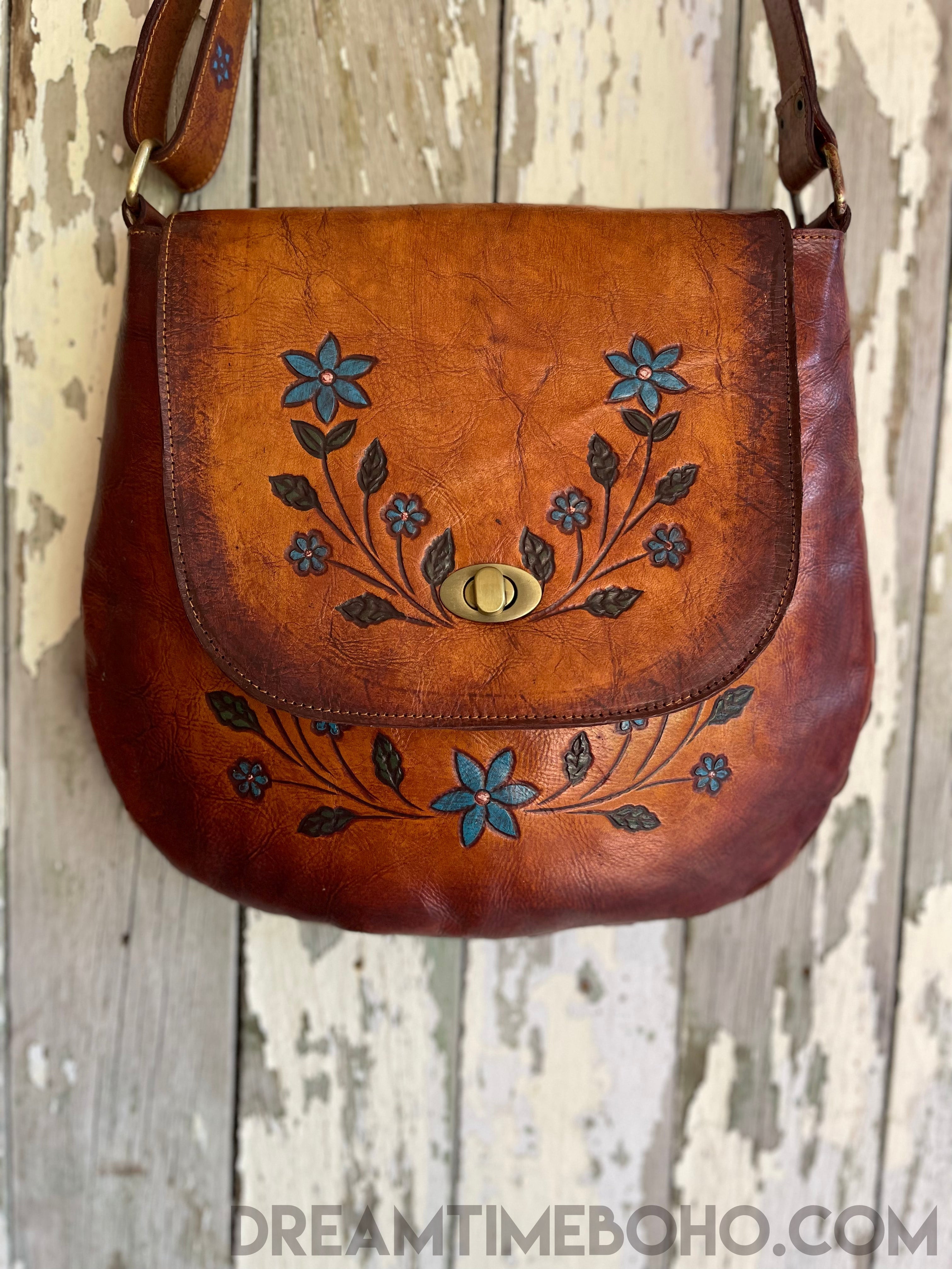 Hand tooled leather purse sales