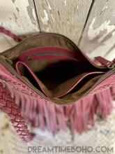 Load image into Gallery viewer, Hand Tooled Brooklyn Leather Boho Handbag with Feature Stone-Boho Handbags-Dreamtime Boho -Wine-Dreamtime Boho